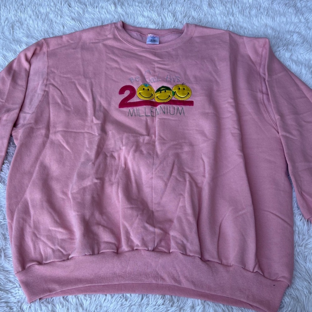 Vintage Y2K Millennium 2000 Sweatshirt Smiley Face 18W/20W